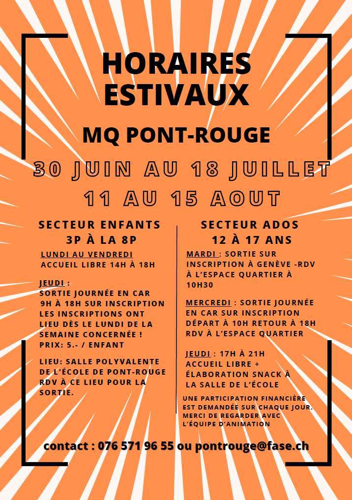 Accueil libre été - Maison de quartier de Pont-Rouge